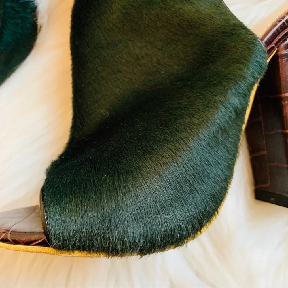 Elegant Green and Brown Ankle Booties